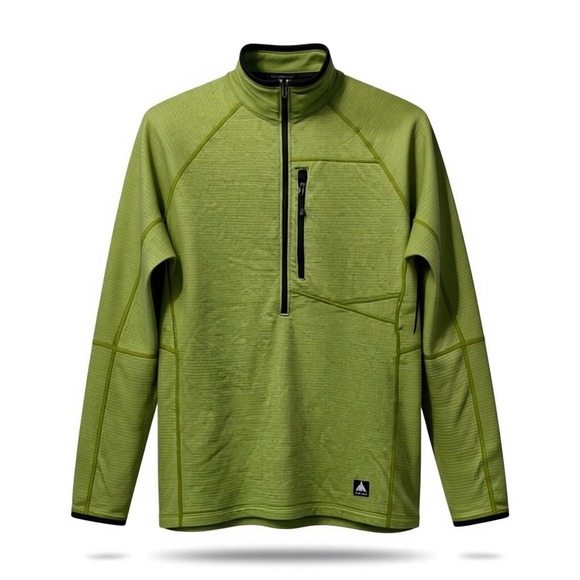 NEW Burton Men's M Stockrun Grid Half Zip Sz Sm Calla Green